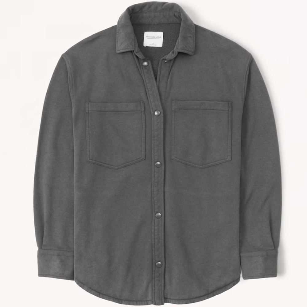 Abercrombie & Fitch Women’s Shirt Jacket Gray Fleece Size S EUC